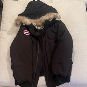 Canada Goose Black Puffer Jacket with Fur Trim